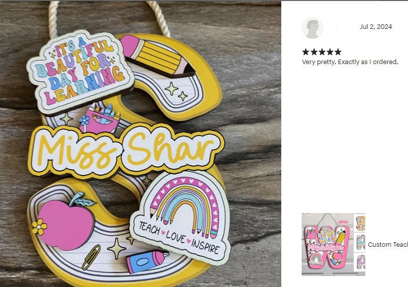 Custom Teacher Door Hanger, Teacher 3D Wood Sign For Classroom, Teacher Name Welcome Sign, Teacher Christmas Gift, Teacher Appreciation Gift