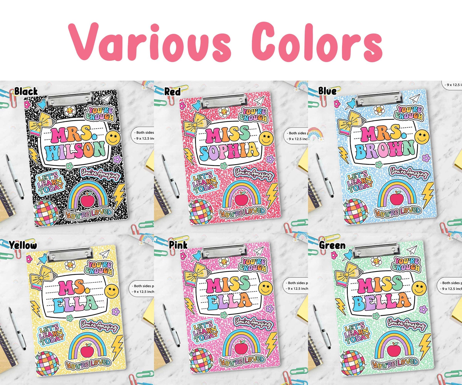 Custom Teacher Clipboard Composition Book With Name, Personalized Teacher Gift, Back To School, Christmas Gift, Teacher Appreciation Gifts