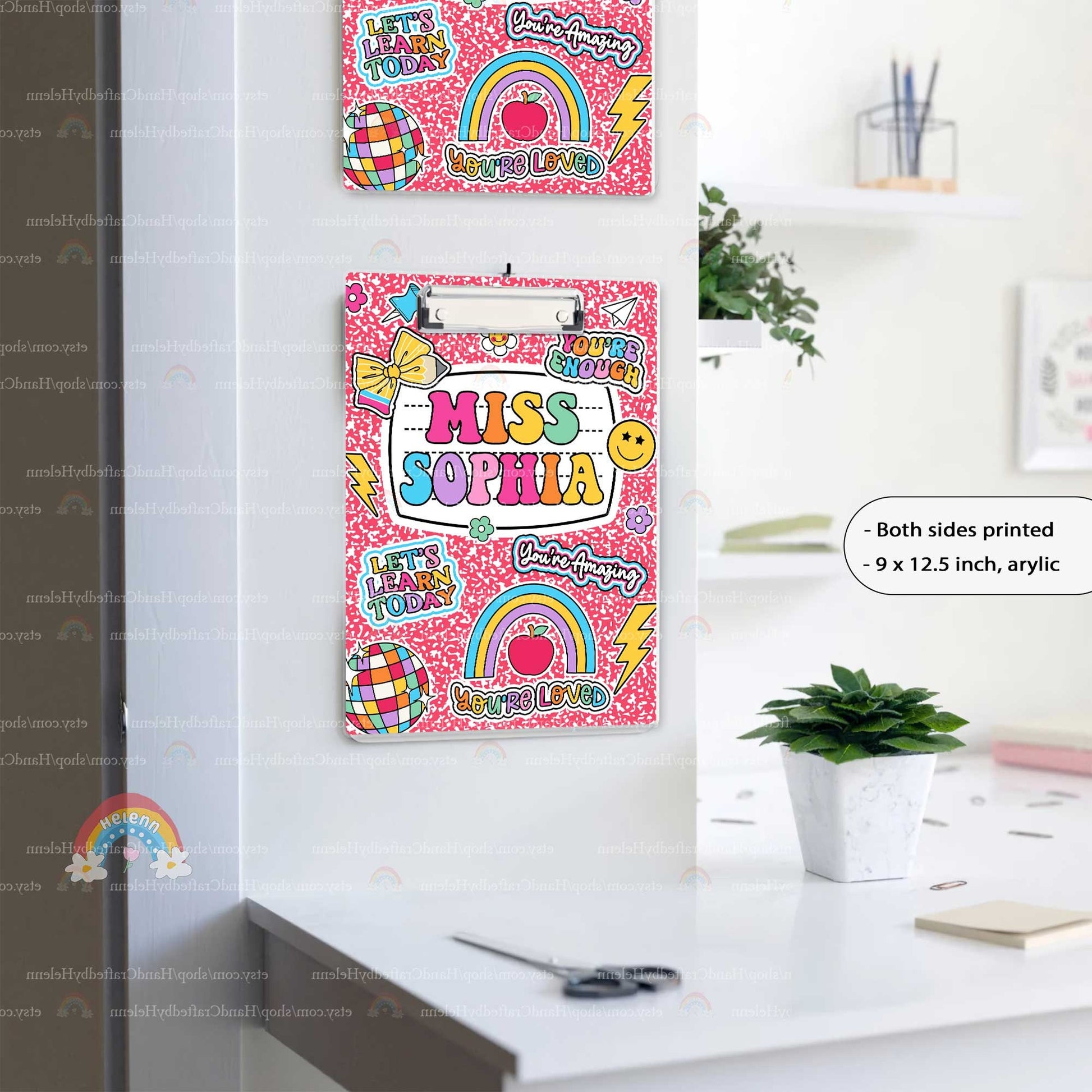 Custom Teacher Clipboard Composition Book With Name, Personalized Teacher Gift, Back To School, Christmas Gift, Teacher Appreciation Gifts