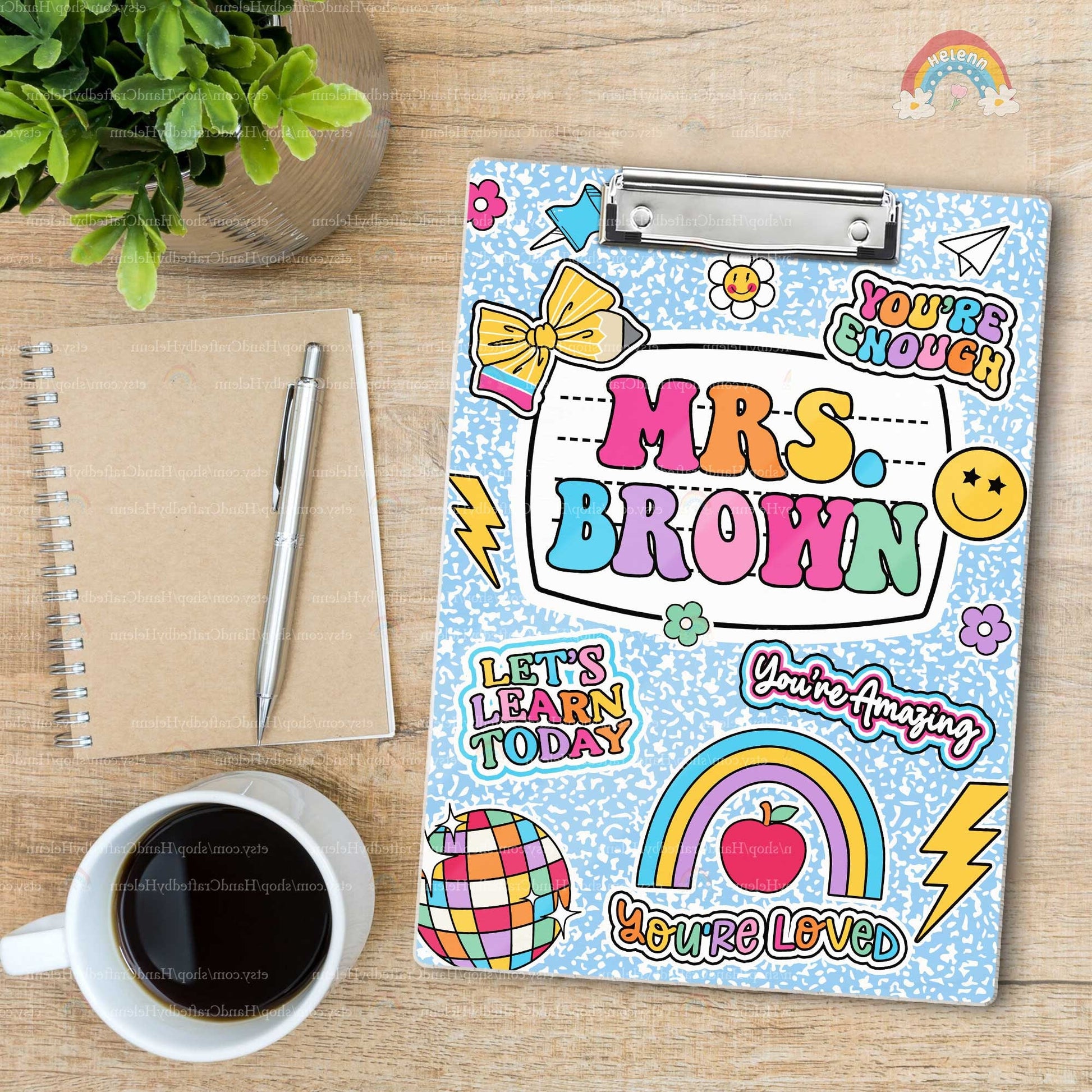 Custom Teacher Clipboard Composition Book With Name, Personalized Teacher Gift, Back To School, Christmas Gift, Teacher Appreciation Gifts