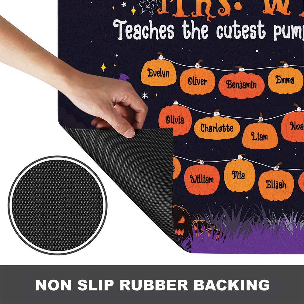 Teacher Halloween Classroom Doormat I Teach Cutest Pumpkin, Spooky Teacher Classroom Name Decoration Office Doormat, Halloween Teacher Gift