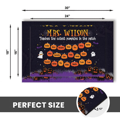 Teacher Halloween Classroom Doormat I Teach Cutest Pumpkin, Spooky Teacher Classroom Name Decoration Office Doormat, Halloween Teacher Gift