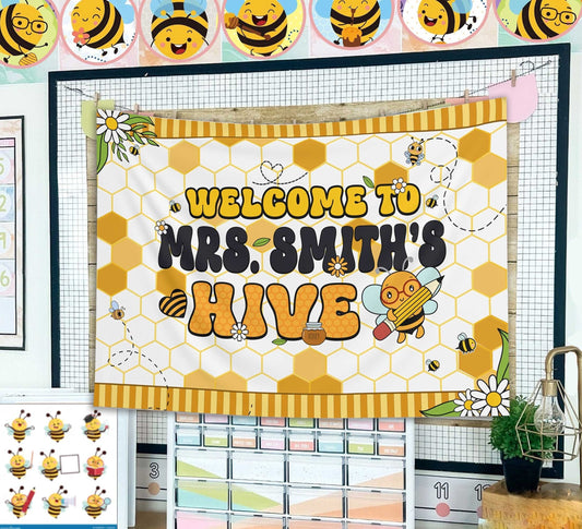 Personalized Teacher Tapestry Classroom Tapestries, Funny Teacher Beehive Classroom Banner, Teacher Appreciation Gifts, Back To School Gift