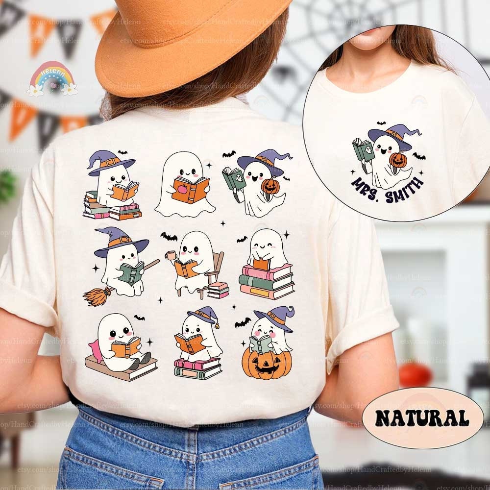 A cheerful graphic with two cute ghosts engrossed in books surrounded by Halloween elements like pumpkins and bats The text It&#39;s a good day to read a boooook adds a whimsical and festive touch