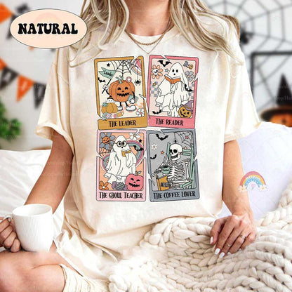 Teacher Halloween Shirt, Teacher Tarot Card Shirt, Retro Teacher Shirt, Halloween Ghost Tarot Card, Spooky Teacher, Kindergarten Teacher
