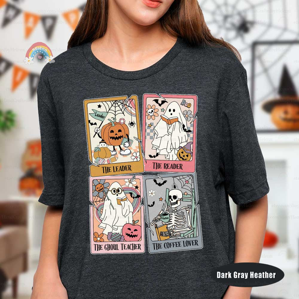Teacher Halloween Shirt, Teacher Tarot Card Shirt, Retro Teacher Shirt, Halloween Ghost Tarot Card, Spooky Teacher, Kindergarten Teacher