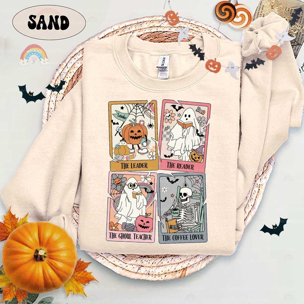 Teacher Halloween Shirt, Teacher Tarot Card Shirt, Retro Teacher Shirt, Halloween Ghost Tarot Card, Spooky Teacher, Kindergarten Teacher