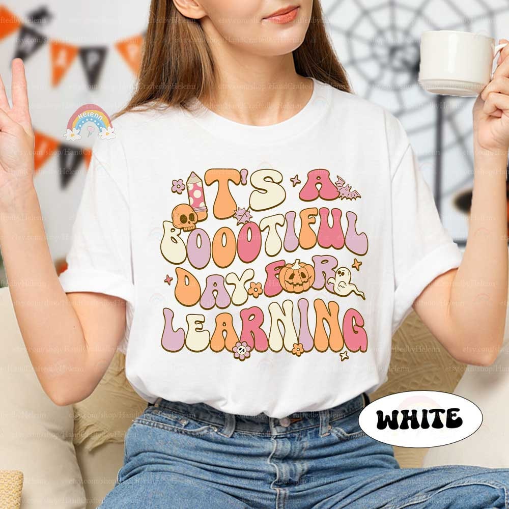 Teacher Halloween Shirt, It's A Beautiful Day For Learning, Trick Or Teach, Spooky Teacher, Kindergarten Teacher, Teacher Halloween Gift