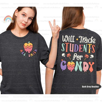 Teacher Halloween Shirt, Will Trade Students For Candy, Spooky Teacher Shirt, Teacher Halloween Gift, Halloween Kindergarten Teacher Shirt