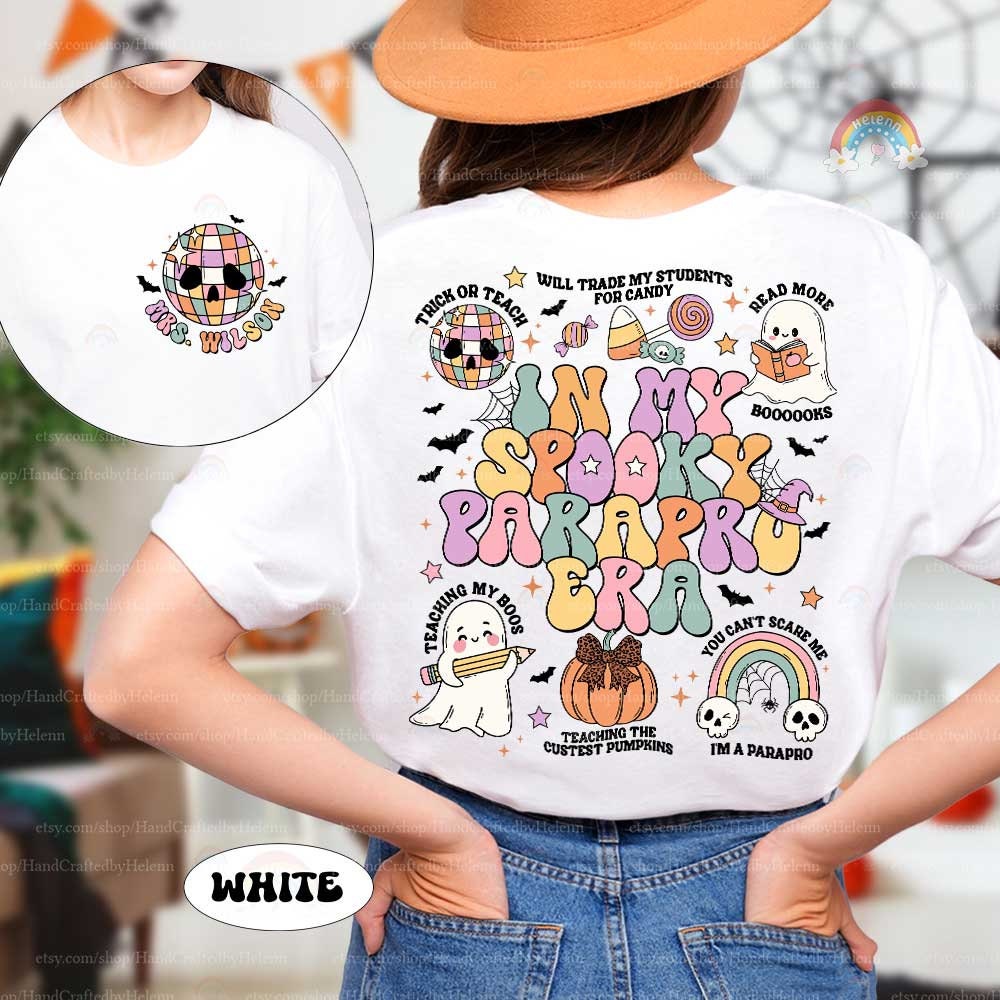 Custom Paraprofessional Halloween Shirt, Spooky Parapro Pumpkins Fall Sweatshirt, Teacher Aide, Para Squad, Halloween Paraprofessional Gift