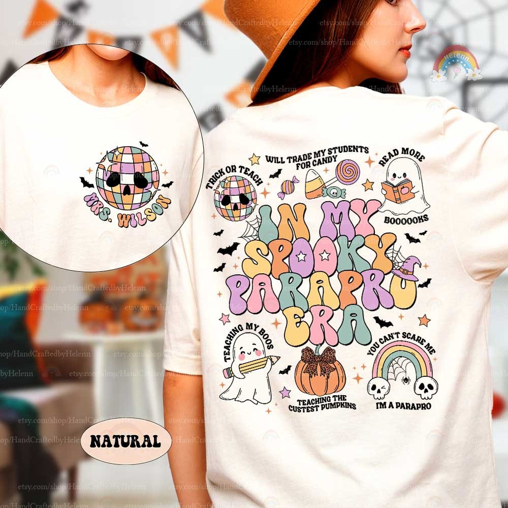 Custom Paraprofessional Halloween Shirt, Spooky Parapro Pumpkins Fall Sweatshirt, Teacher Aide, Para Squad, Halloween Paraprofessional Gift