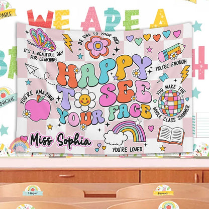 Custom Teacher Tapestry Classroom Tapestries, Custom Teachers Name Gift Classroom Banner, Teacher Appreciation Gifts, Back To School Gift