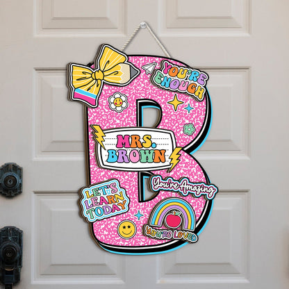 Custom Teacher Door Hanger Composition Book 3D Wooden Sign, Teacher Name Class Welcome Sign, Back To School Gift, Teacher Appreciation Gift