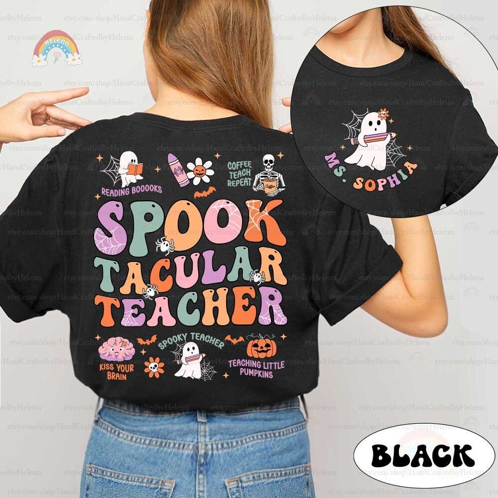 Teacher Halloween Shirt, Spooktacular Teacher Shirt, Cute Ghost Teacher Halloween Shirt, Kindergarten Teacher Tee, Teacher Halloween Gift