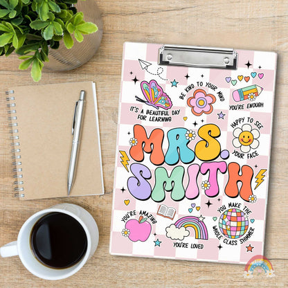 Custom Teacher Clipboard With Name, Personalized Teacher Gift, Back To School Gift, Cute Kindergarten Teacher, Teacher Appreciation Gift