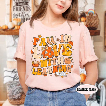 Teacher Fall Shirt, Pumpkin Teacher Shirt Fall In Love With Learning, Thanksgiving Teacher Shirt, Spooky Teacher , Teacher Appreciation Gift