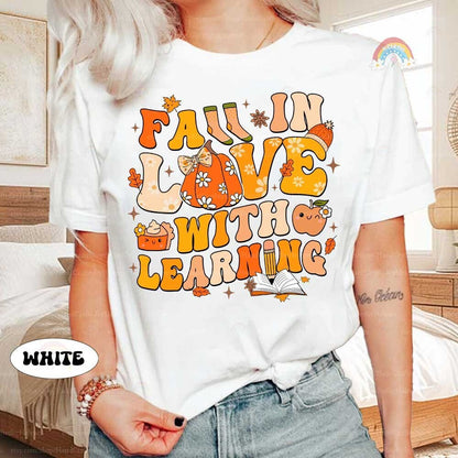 Teacher Fall Shirt, Pumpkin Teacher Shirt Fall In Love With Learning, Thanksgiving Teacher Shirt, Spooky Teacher , Teacher Appreciation Gift