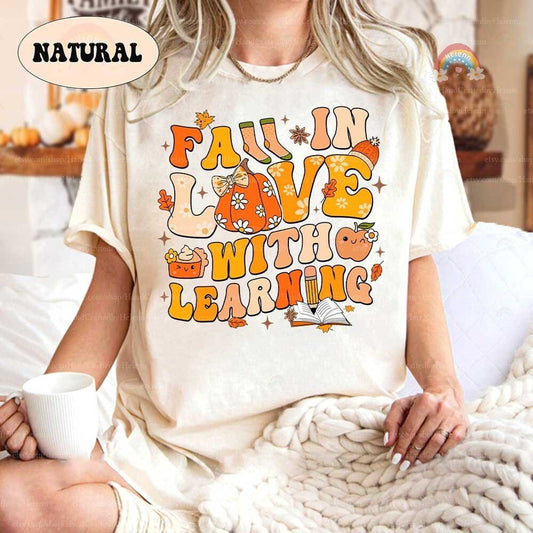 Teacher Fall Shirt, Pumpkin Teacher Shirt Fall In Love With Learning, Thanksgiving Teacher Shirt, Spooky Teacher , Teacher Appreciation Gift