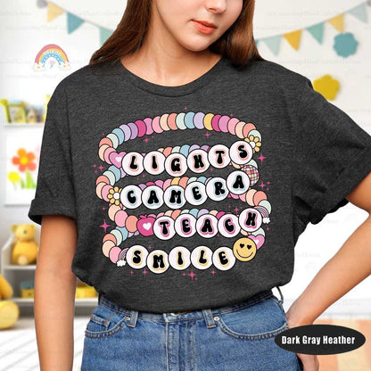 Lights Camera Teach Smile Teacher Shirt, Back To School Shirt, Teacher Friendship Bracelet, First Day Of School, Teacher Appreciation Gift