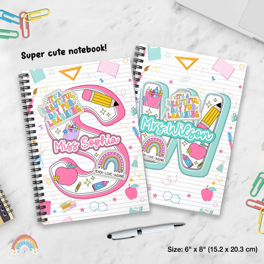 Custom Teacher Spiral Notebook, Personalized Teacher Notebook With Name, Thank You Teacher Gifts Back To School, Teacher Appreciation Gift