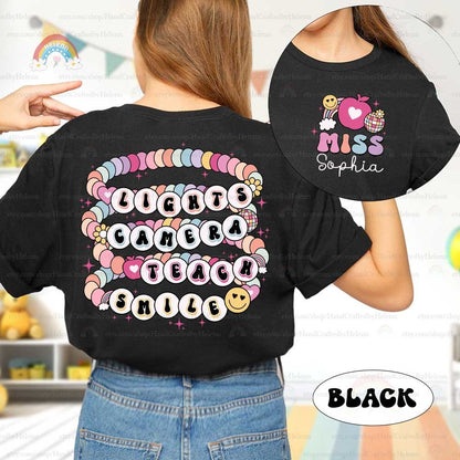 Custom Teacher Shirt Lights Camera Teach Smile Shirt, Teacher Friendship Bracelet, Back To School, 1st Day School, Teacher Appreciation Gift