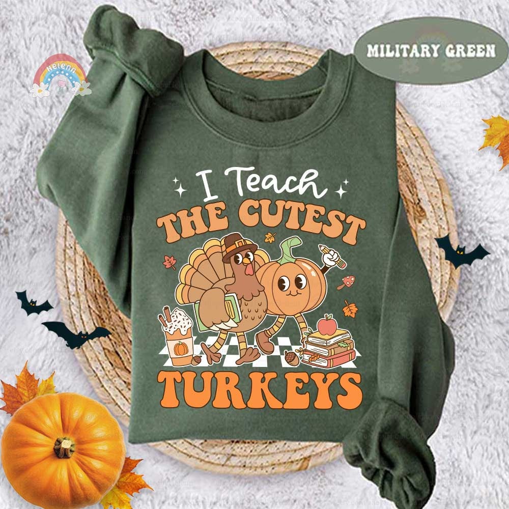 Teacher Fall Shirt I Teach The Cutest Turkeys, Retro Fall Teacher Thanksgiving Pumpkins Shirt, Back To School, Teacher Appreciation Gifts