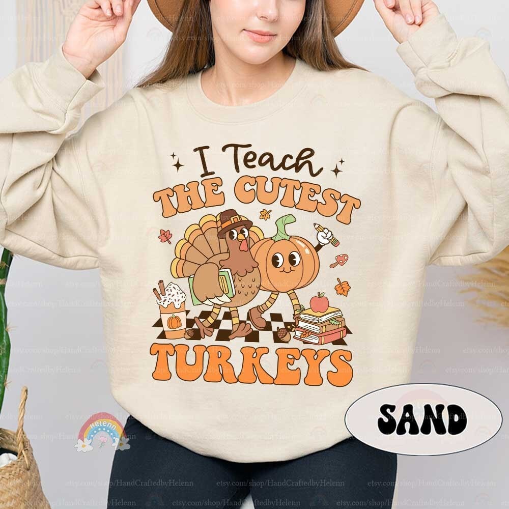 Teacher Fall Shirt I Teach The Cutest Turkeys, Retro Fall Teacher Thanksgiving Pumpkins Shirt, Back To School, Teacher Appreciation Gifts