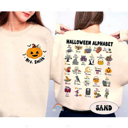 Teacher Shirt, Halloween Alphabet Shirt, Teacher Halloween Shirt, Spooky Teacher, Kindergarten Teacher Alphabet, Teacher Halloween Gift