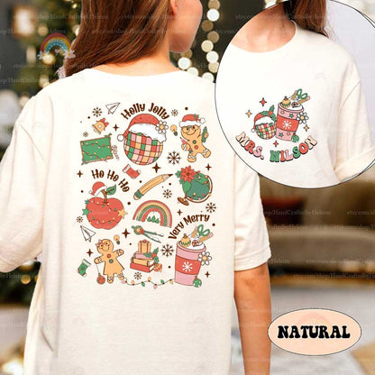 Personalized Christmas Teacher Shirt, Teacher Christmas Sweatshirt, Funny Shirt For Teacher, Retro Christmas Teacher, Christmas Teacher Gift