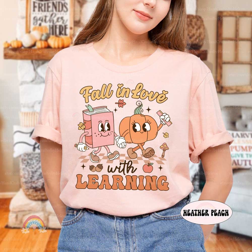 Teacher Shirt Fall In Love With Learning, Teacher Pumpkin Fall Shirt Halloween Spooky Shirt, Teacher Thanksgiving Sweatshirt, Teacher Gifts