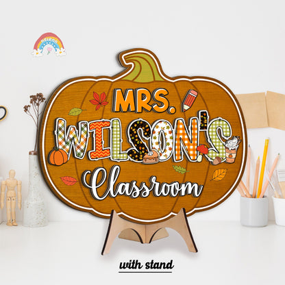 Custom Teacher Door Hanger Fall Autumn Wooden Door Sign, Teacher Thanksgiving Gift, Pumpkins Teacher Halloween, Teacher Appreciation Gift