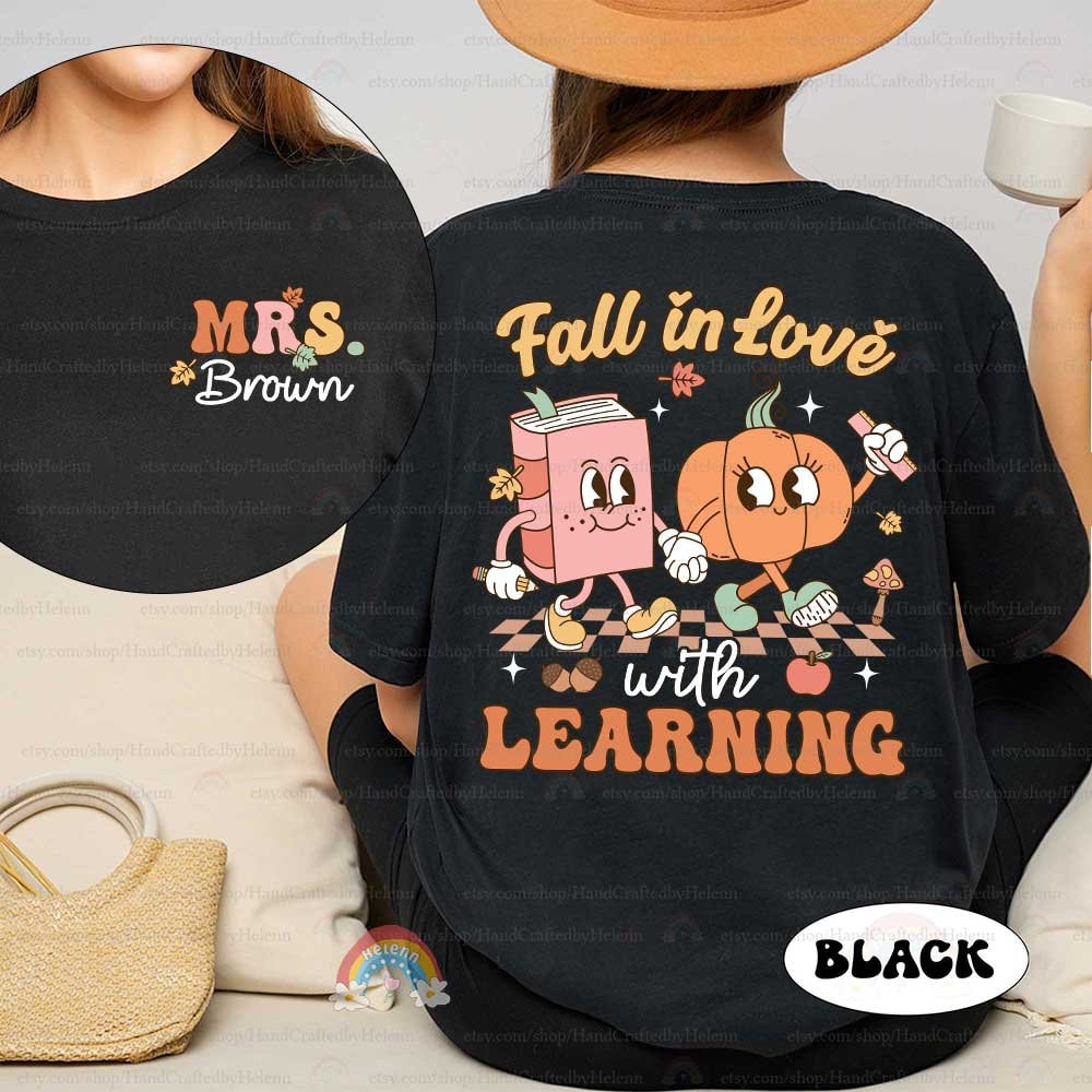 Custom Teacher Fall Shirt, Fall In Love Learning, Teacher Pumpkin Spooky Teacher, Retro Fall Teacher Sweatshirt, Teacher Appreciation Gift