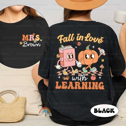 Custom Teacher Fall Shirt, Fall In Love Learning, Teacher Pumpkin Spooky Teacher, Retro Fall Teacher Sweatshirt, Teacher Appreciation Gift