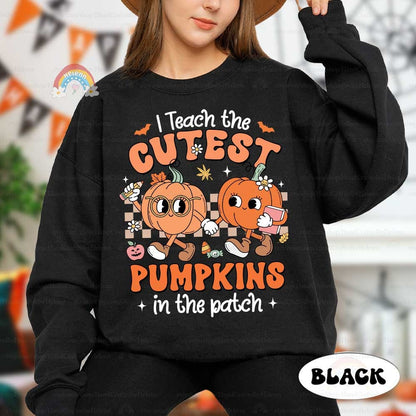 Teacher Halloween Shirt, I Teach The Cutest Pumpkins In The Patch, Pumpkin Teacher Fall Shirt Retro Spooky Teacher, Halloween Teacher Gift