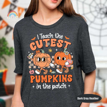 Teacher Halloween Shirt, I Teach The Cutest Pumpkins In The Patch, Pumpkin Teacher Fall Shirt Retro Spooky Teacher, Halloween Teacher Gift