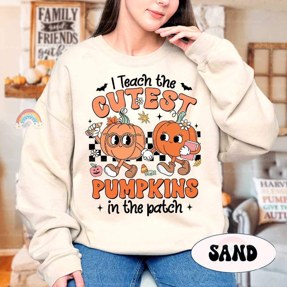 Teacher Halloween Shirt, I Teach The Cutest Pumpkins In The Patch, Pumpkin Teacher Fall Shirt Retro Spooky Teacher, Halloween Teacher Gift