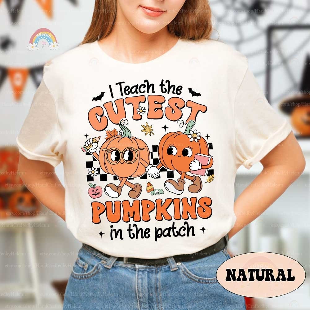Teacher Halloween Shirt, I Teach The Cutest Pumpkins In The Patch, Pumpkin Teacher Fall Shirt Retro Spooky Teacher, Halloween Teacher Gift