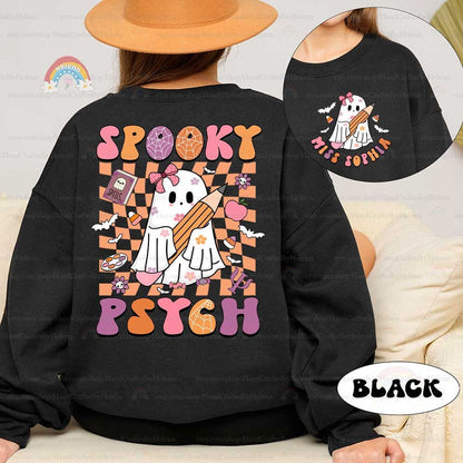 Custom School Psychologist Halloween Shirt, Halloween School Psych Shirt Sweatshirt, Spooky School Psych Ghost Shirt, School Psych Gifts
