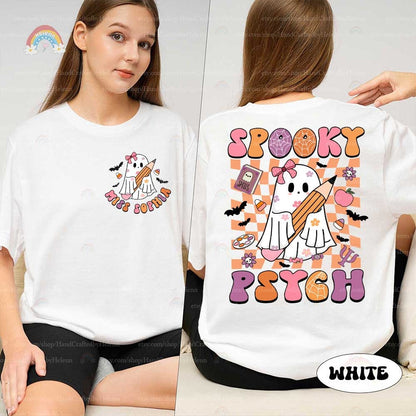 Custom School Psychologist Halloween Shirt, Halloween School Psych Shirt Sweatshirt, Spooky School Psych Ghost Shirt, School Psych Gifts