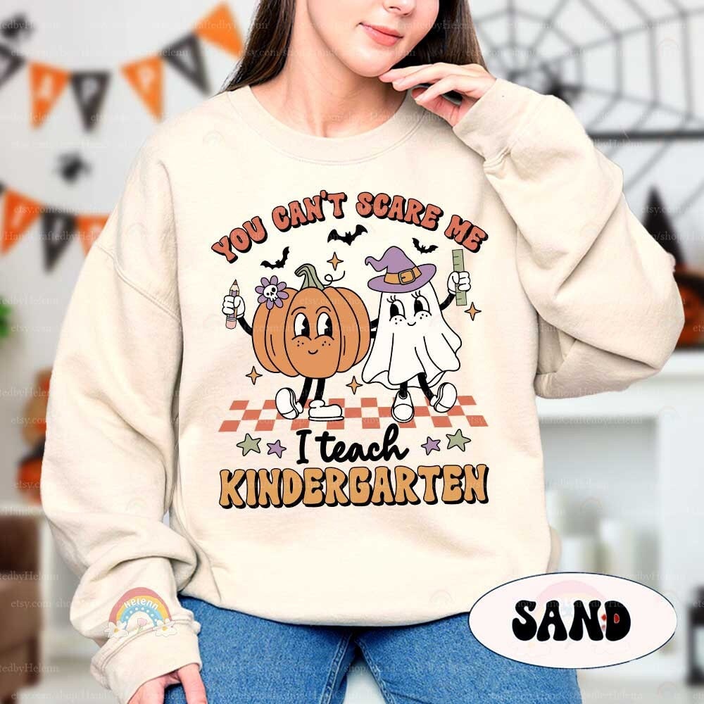 Teacher Halloween Shirt, You Can't Scare Me I'm A Teacher Shirt, Spooky Teacher Shirt, Kindergarten Teacher Shirt, Retro Halloween Teacher