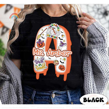 Personalized Teacher Halloween Shirt, Trick or Teach Shirt Spooky Teacher, Teaching My Boos, Custom Teacher Name, Halloween Teacher Gift