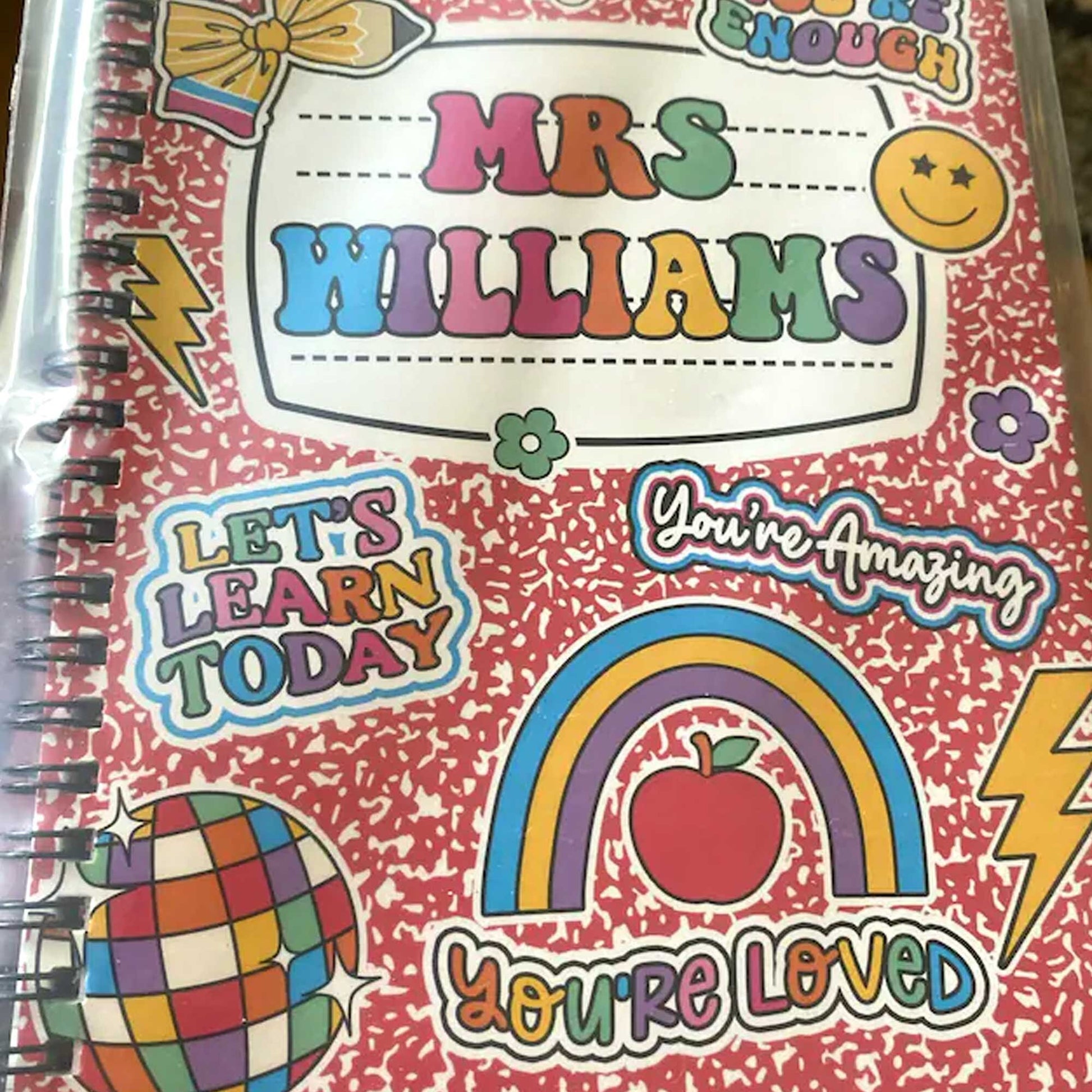 Personalized Teacher Notebook Name, Custom Teacher Spiral Ruled Line Notebook, Teacher Gifts, Back To School Gift, Teacher Appreciation Gift