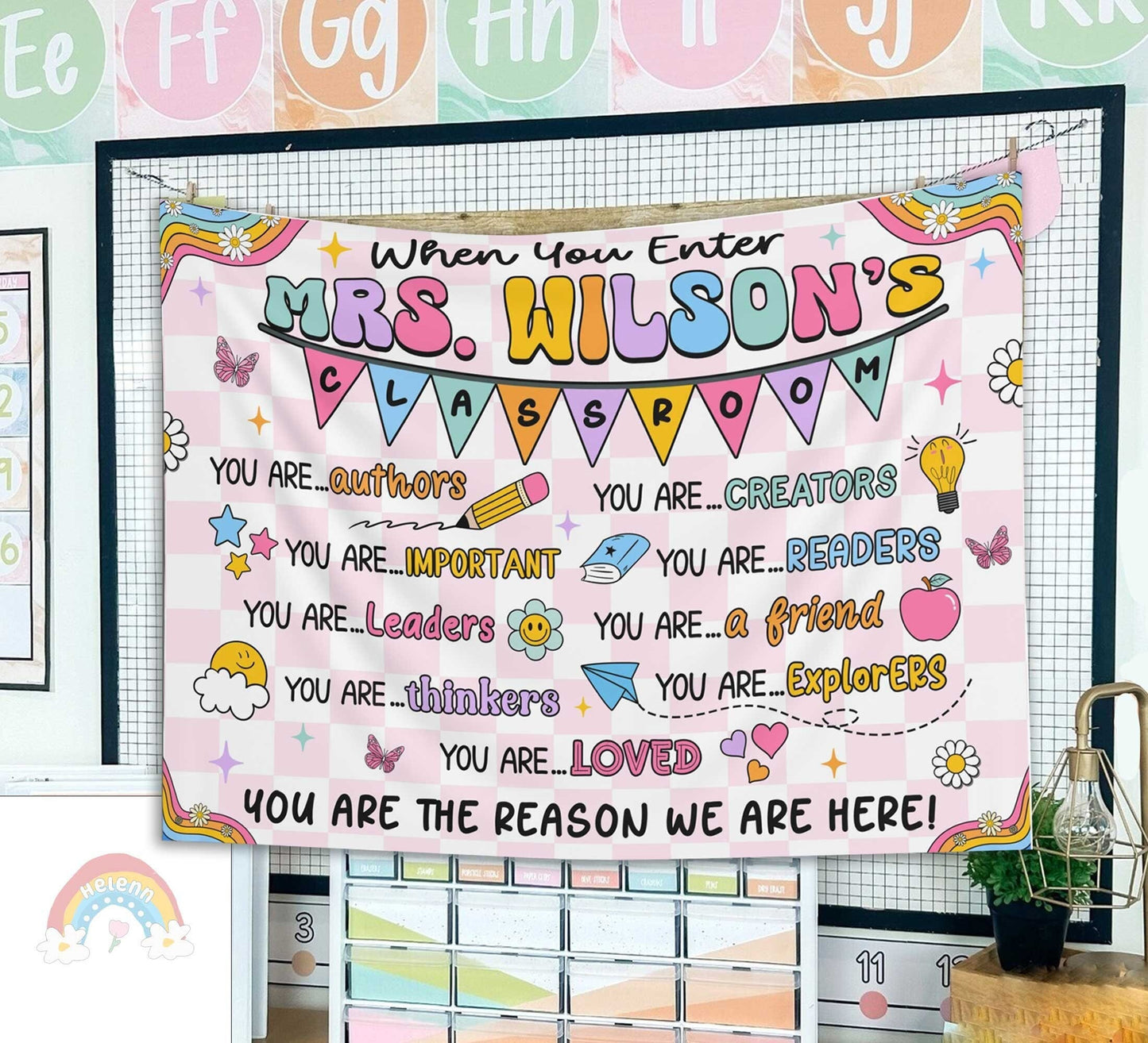 Custom Teacher Tapestry Classroom Tapestries Back To School Gift, Custom Teachers Name Gift Classroom Banner, Teacher Appreciation Gifts