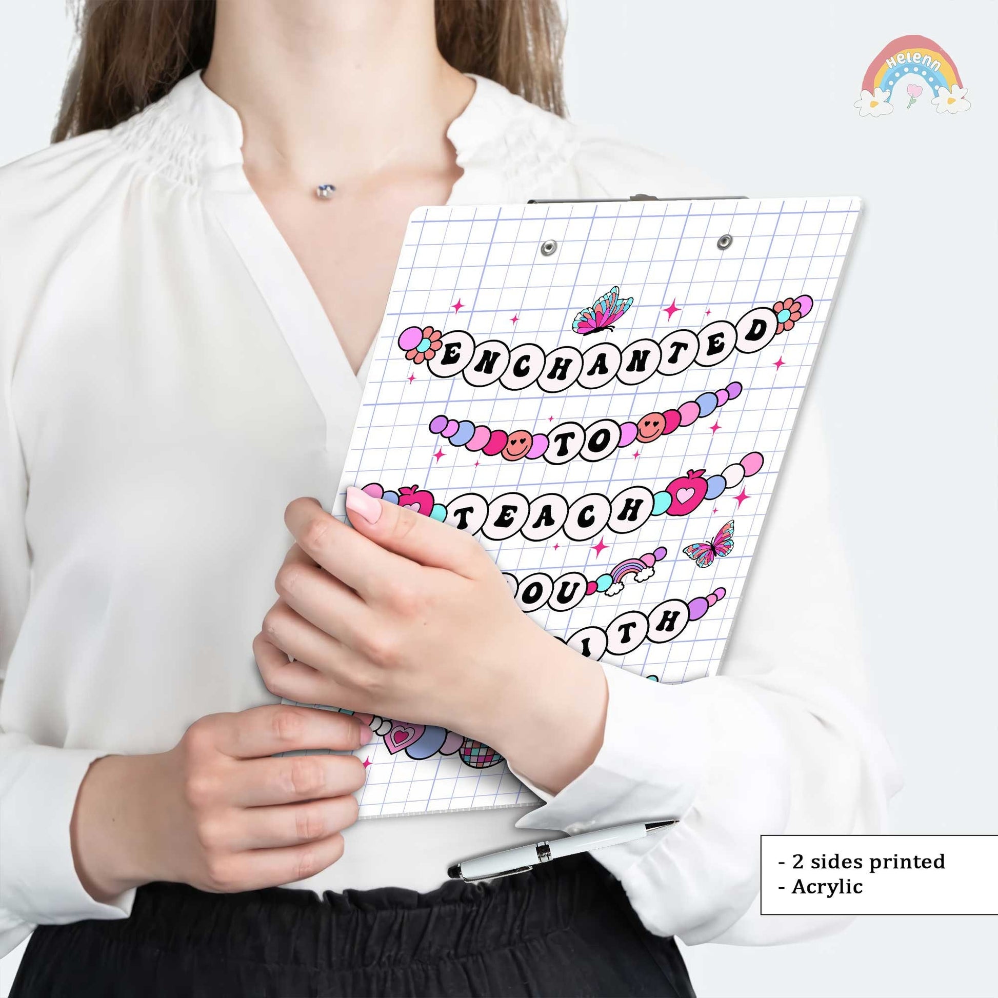 Custom Teacher Clipboard Enchanted to Teach You, Personalized Teacher Gift Acrylic Clipboard, Back To School Gift, Teacher Appreciation Gift