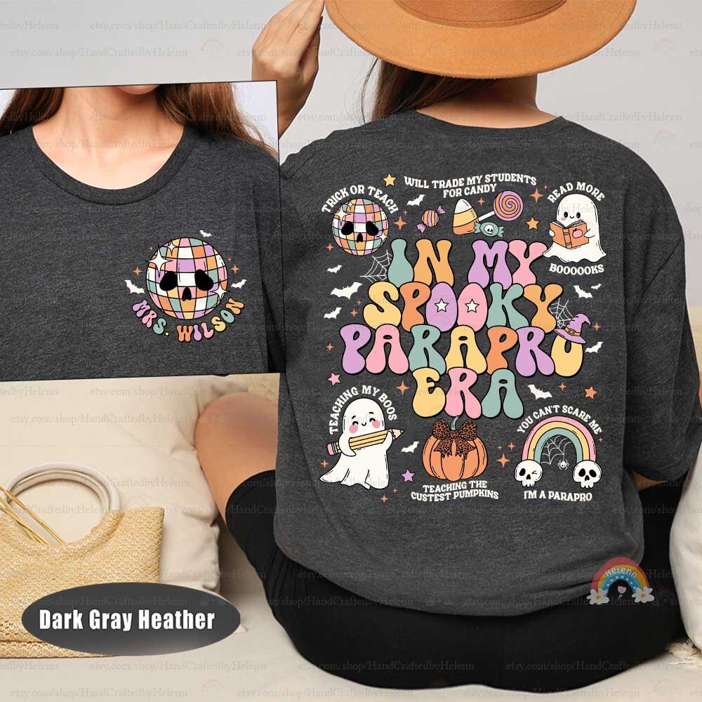 Custom Paraprofessional Halloween Shirt, Spooky Parapro Pumpkins Fall Sweatshirt, Teacher Aide, Para Squad, Halloween Paraprofessional Gift