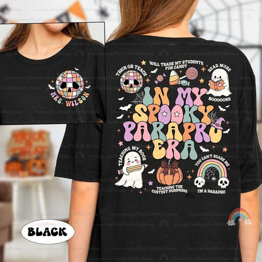 Custom Paraprofessional Halloween Shirt, Spooky Parapro Pumpkins Fall Sweatshirt, Teacher Aide, Para Squad, Halloween Paraprofessional Gift