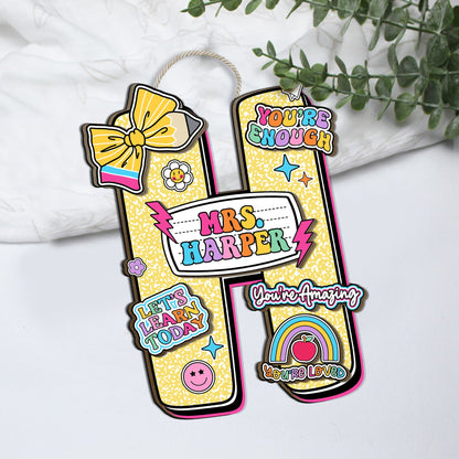 Custom Teacher Door Hanger Composition Book 3D Wooden Sign, Teacher Name Class Welcome Sign, Back To School Gift, Teacher Appreciation Gift