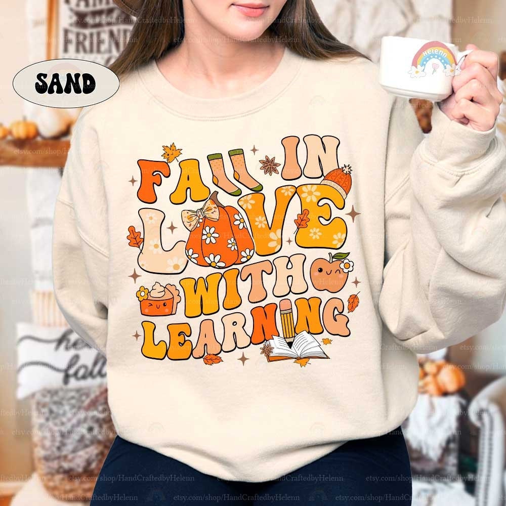 Teacher Fall Shirt, Pumpkin Teacher Shirt Fall In Love With Learning, Thanksgiving Teacher Shirt, Spooky Teacher , Teacher Appreciation Gift