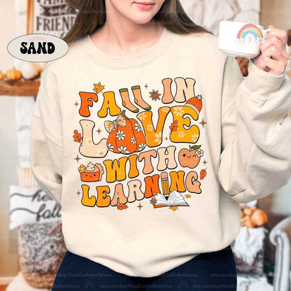 Teacher Fall Shirt, Pumpkin Teacher Shirt Fall In Love With Learning, Thanksgiving Teacher Shirt, Spooky Teacher , Teacher Appreciation Gift