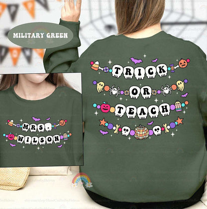 Custom Teacher Halloween Shirt Trick or Teach, Teaching My Boos, Spooky Teacher, Pumpkin Teacher Funny Teacher Shirt, Halloween Teacher Gift